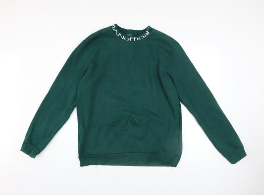Mens UK Size L boohooMAN Green Pullover Sweatshirt