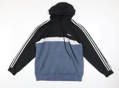 Mens UK Size L adidas Blue 1/2 Zip Hoodie