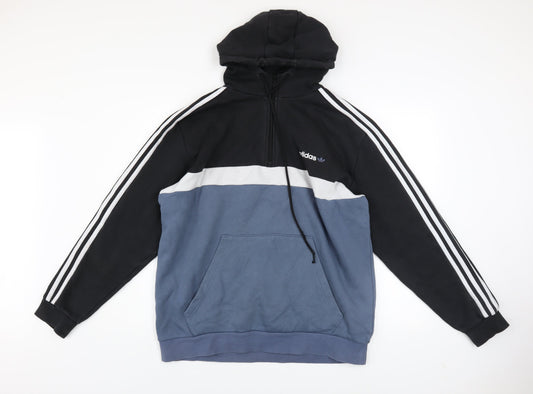 Mens UK Size L adidas Blue 1/2 Zip Hoodie