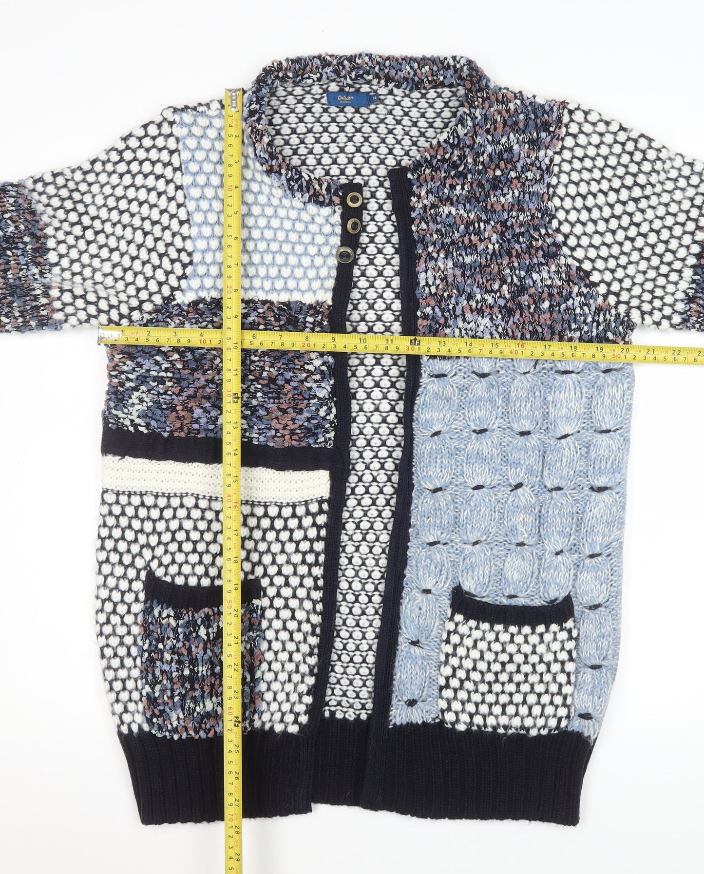 Womens UK Size 12 Cotton Traders Multicoloured Cardigan Jumper