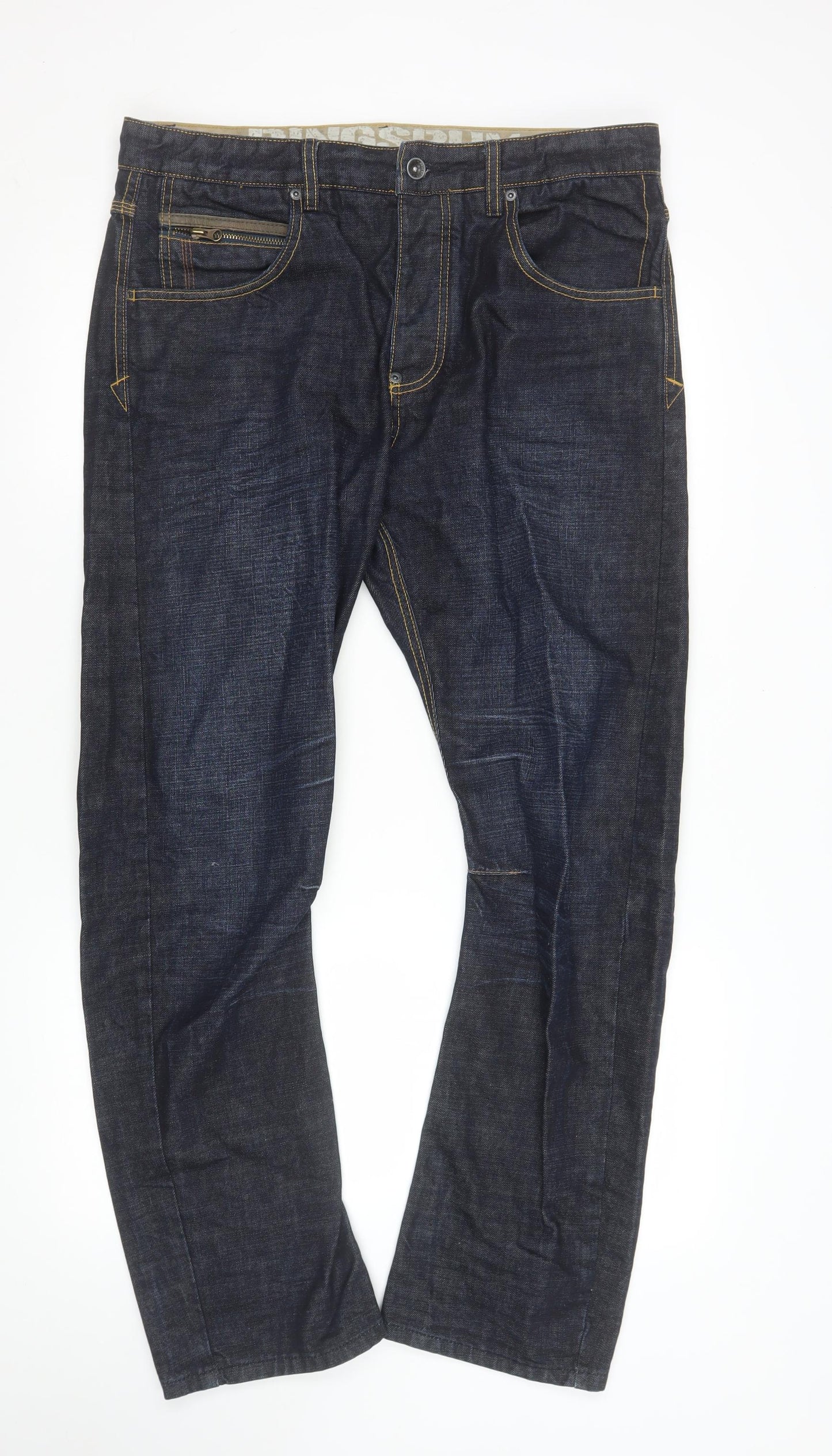 Womens UK Size 34 Ringspun Regular Fit Straight Blue Jeans