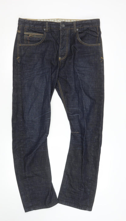 Womens UK Size 34 Ringspun Regular Fit Straight Blue Jeans