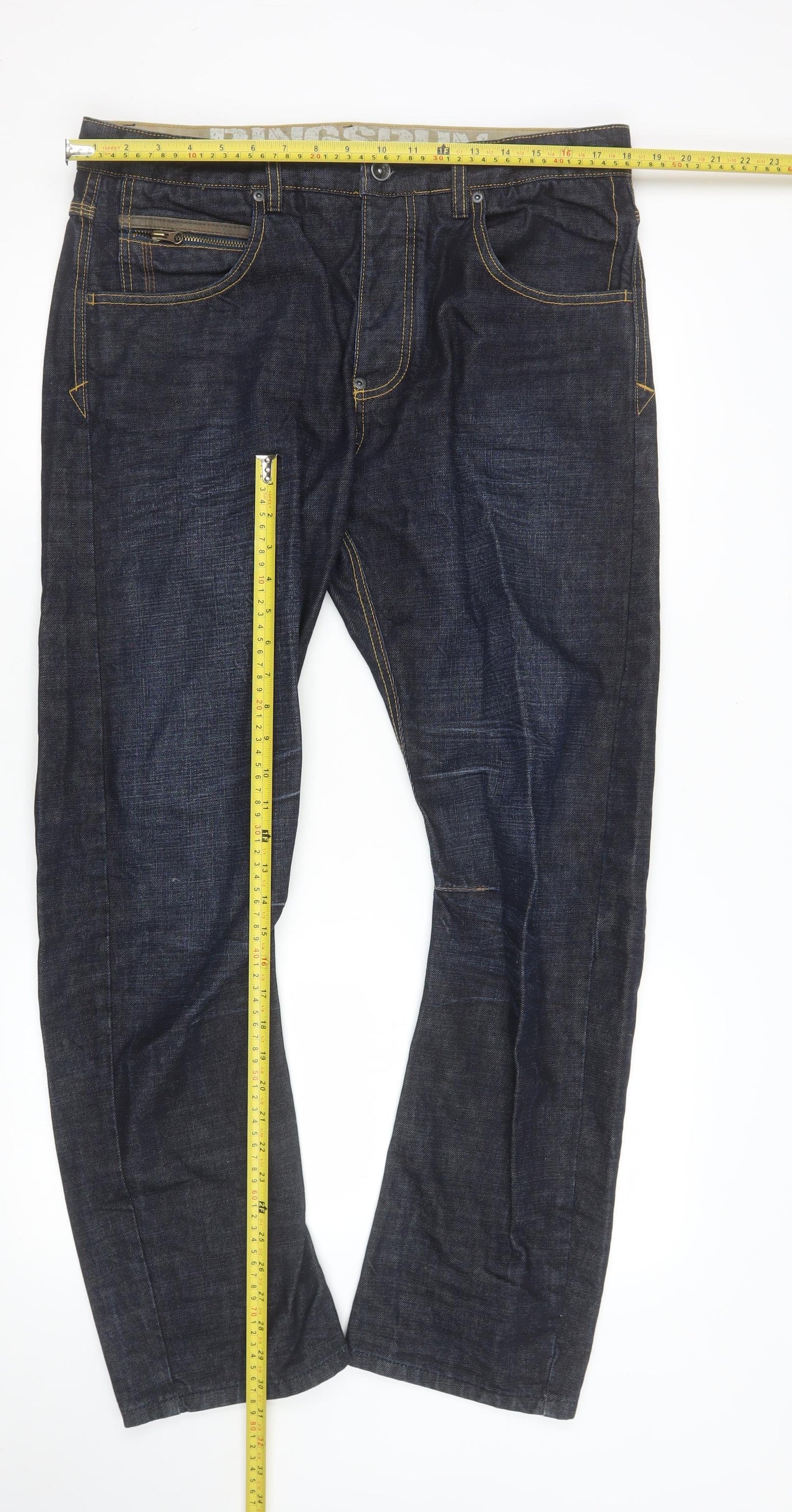 Womens UK Size 34 Ringspun Regular Fit Straight Blue Jeans