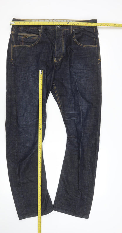 Womens UK Size 34 Ringspun Regular Fit Straight Blue Jeans