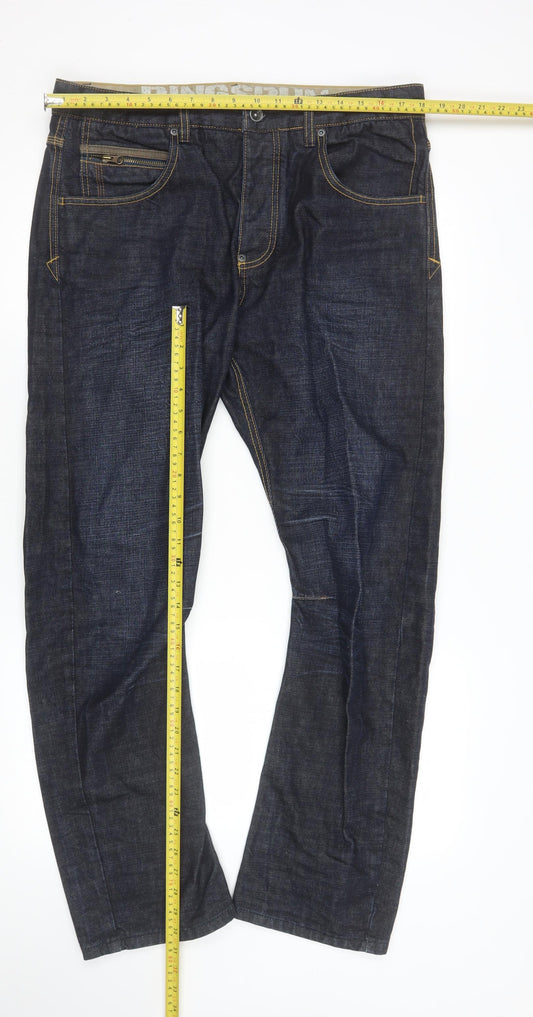 Womens UK Size 34 Ringspun Regular Fit Straight Blue Jeans