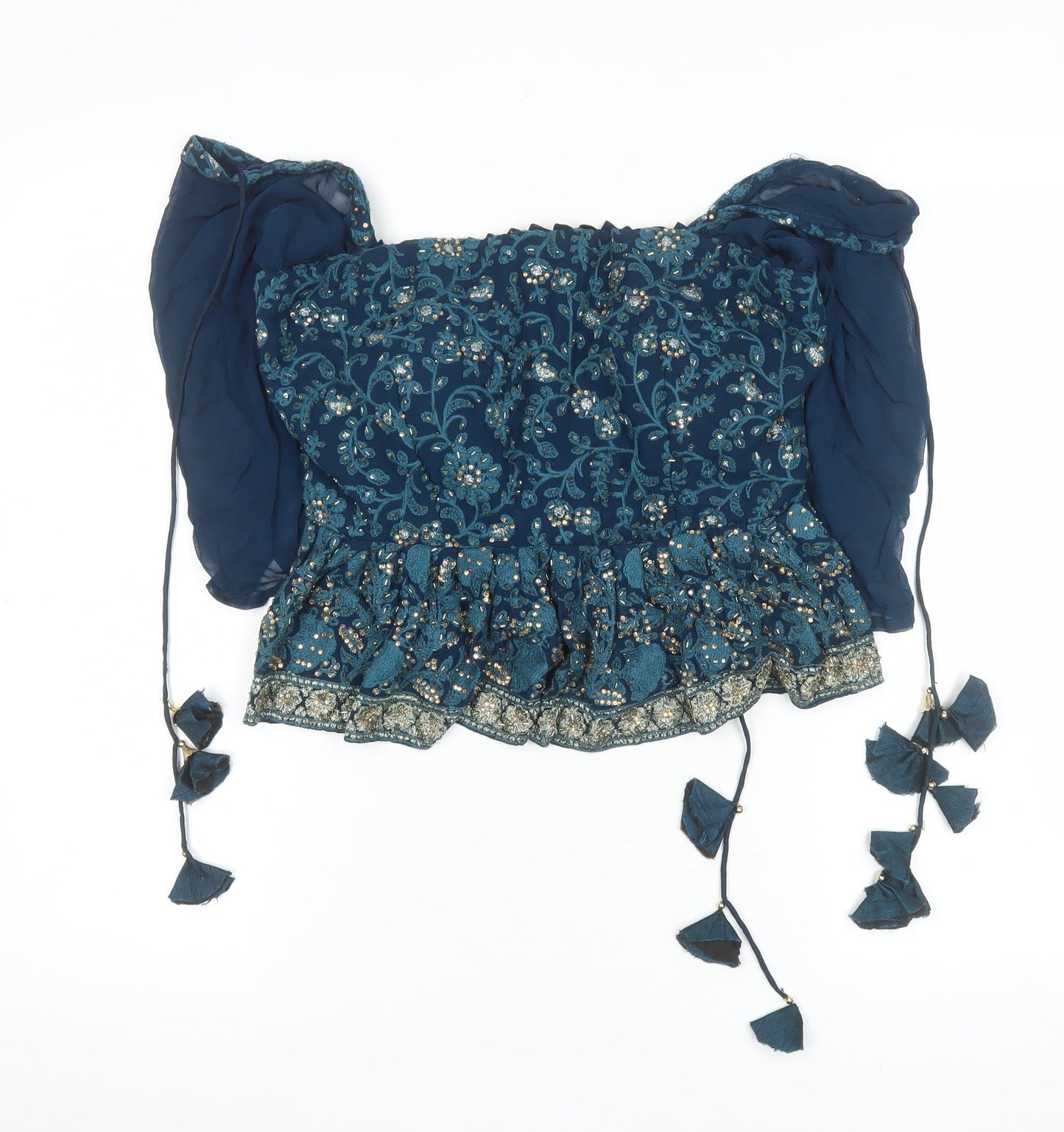Womens UK Size XL Jaipur Blue Bohemian Blouse
