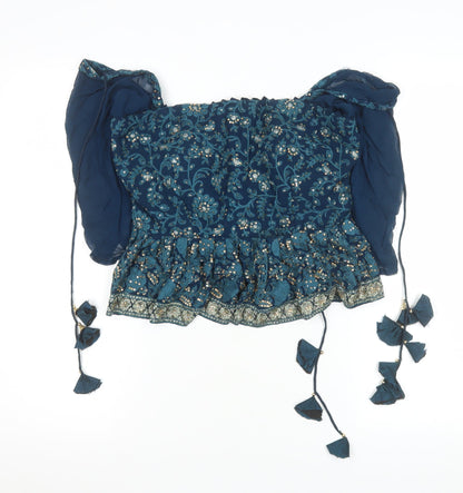 Womens UK Size XL Jaipur Blue Bohemian Blouse