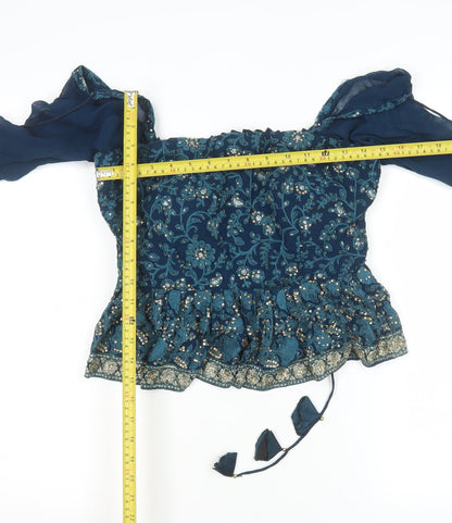 Womens UK Size XL Jaipur Blue Bohemian Blouse