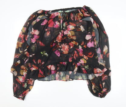 Womens UK Size 16 River Island Multicoloured Wrap Blouse