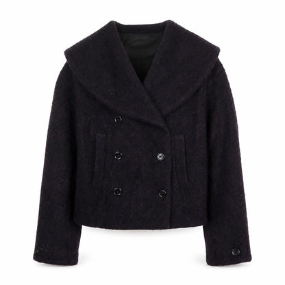 Ronit Zilkha Women’s Purple Wool Mohair Blend Short Pea Coat Jacket Size 10