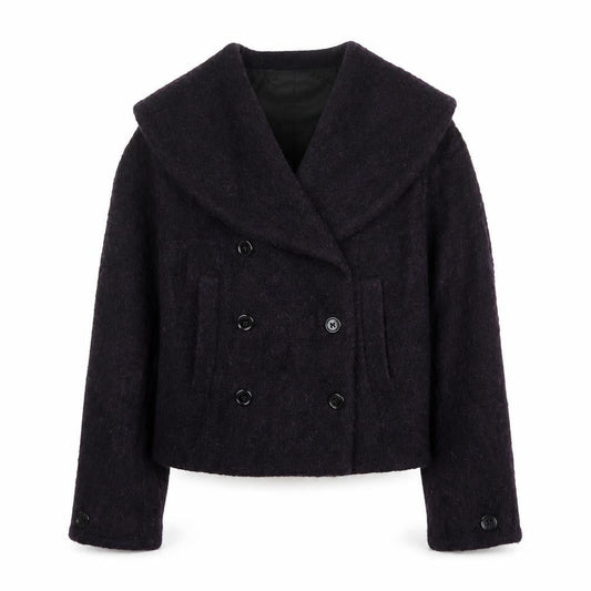 Ronit Zilkha Women’s Purple Wool Mohair Blend Short Pea Coat Jacket Size 10