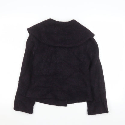 Ronit Zilkha Women’s Purple Wool Mohair Blend Short Pea Coat Jacket Size 10