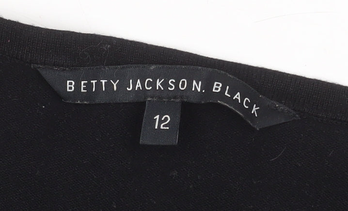 Womens UK Size 12 Betty Jackson Black Black Basic Blouse