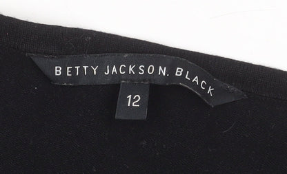 Womens UK Size 12 Betty Jackson Black Black Basic Blouse