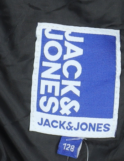 Boys UK Size 8 Years JACK & JONES Black Puffer Jacket