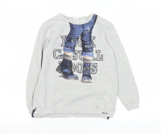 Girls UK Size 9 Years Mayoral Grey Pullover T-Shirt
