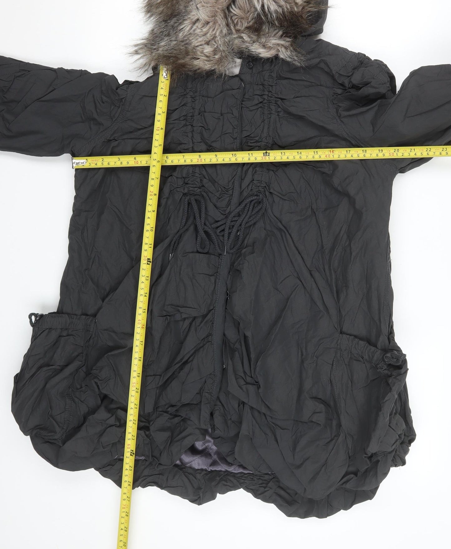 Womens UK Size 10 River Island Black Parka Coat