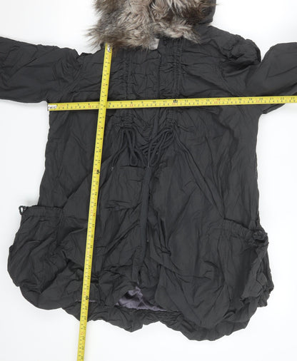 Womens UK Size 10 River Island Black Parka Coat