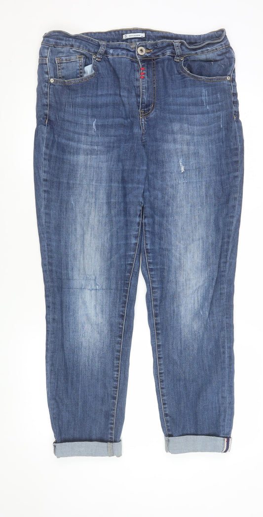 Mens UK Size L Blue Shadow Regular Fit Straight Blue Jeans