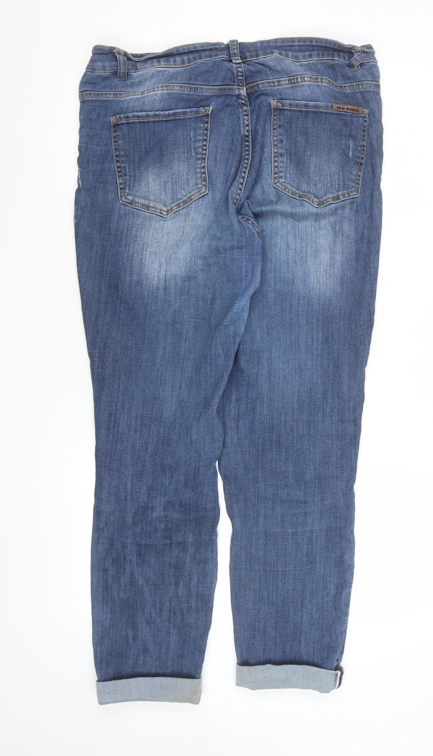 Mens UK Size L Blue Shadow Regular Fit Straight Blue Jeans