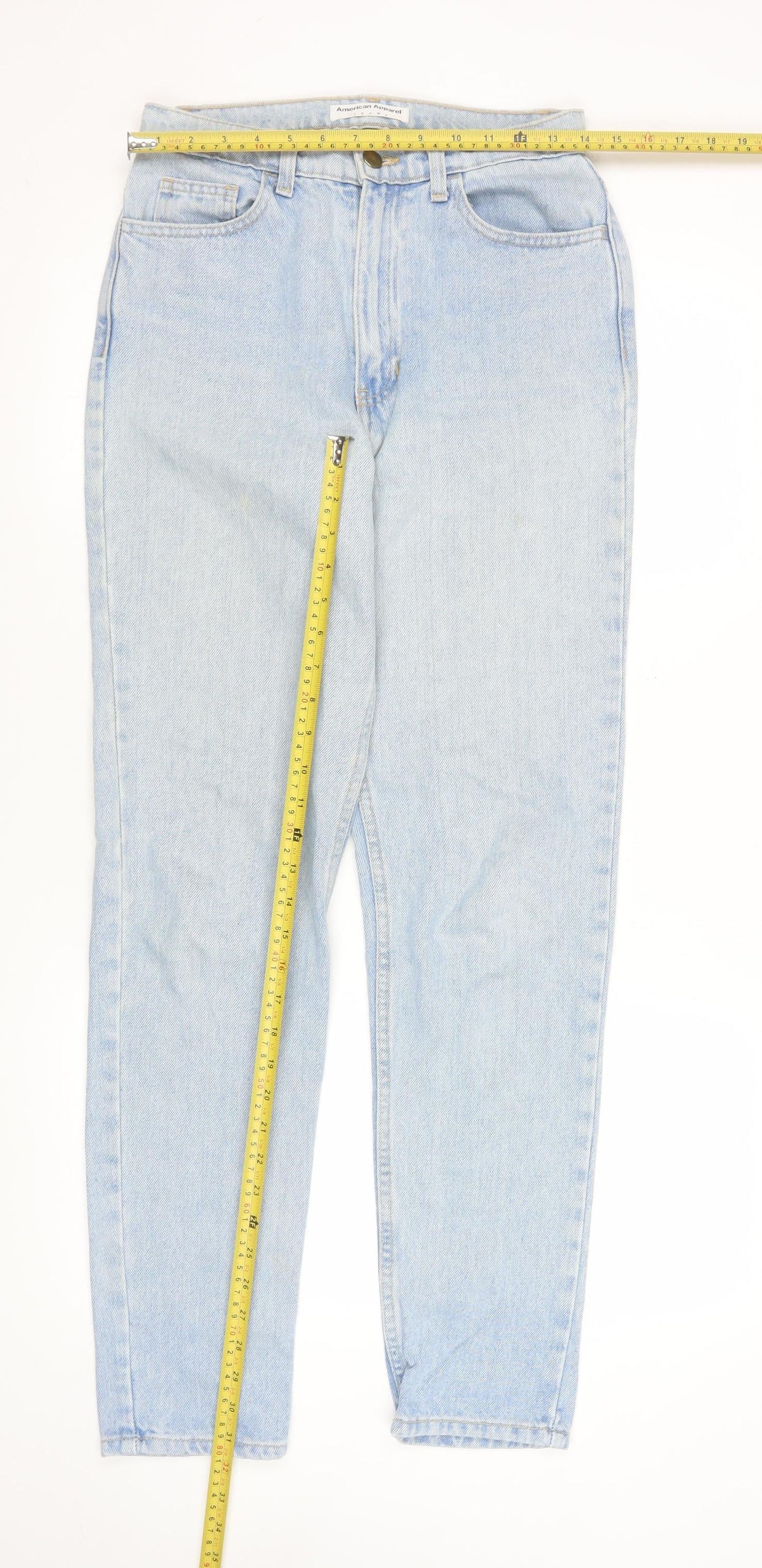 Womens UK Size 8 American Apparel Regular Fit Mom Blue Jeans