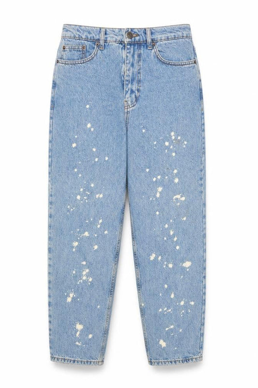 Front view of BDG Urban Outfitters Blue Distressed Vintage Mom Jeans W28 L32