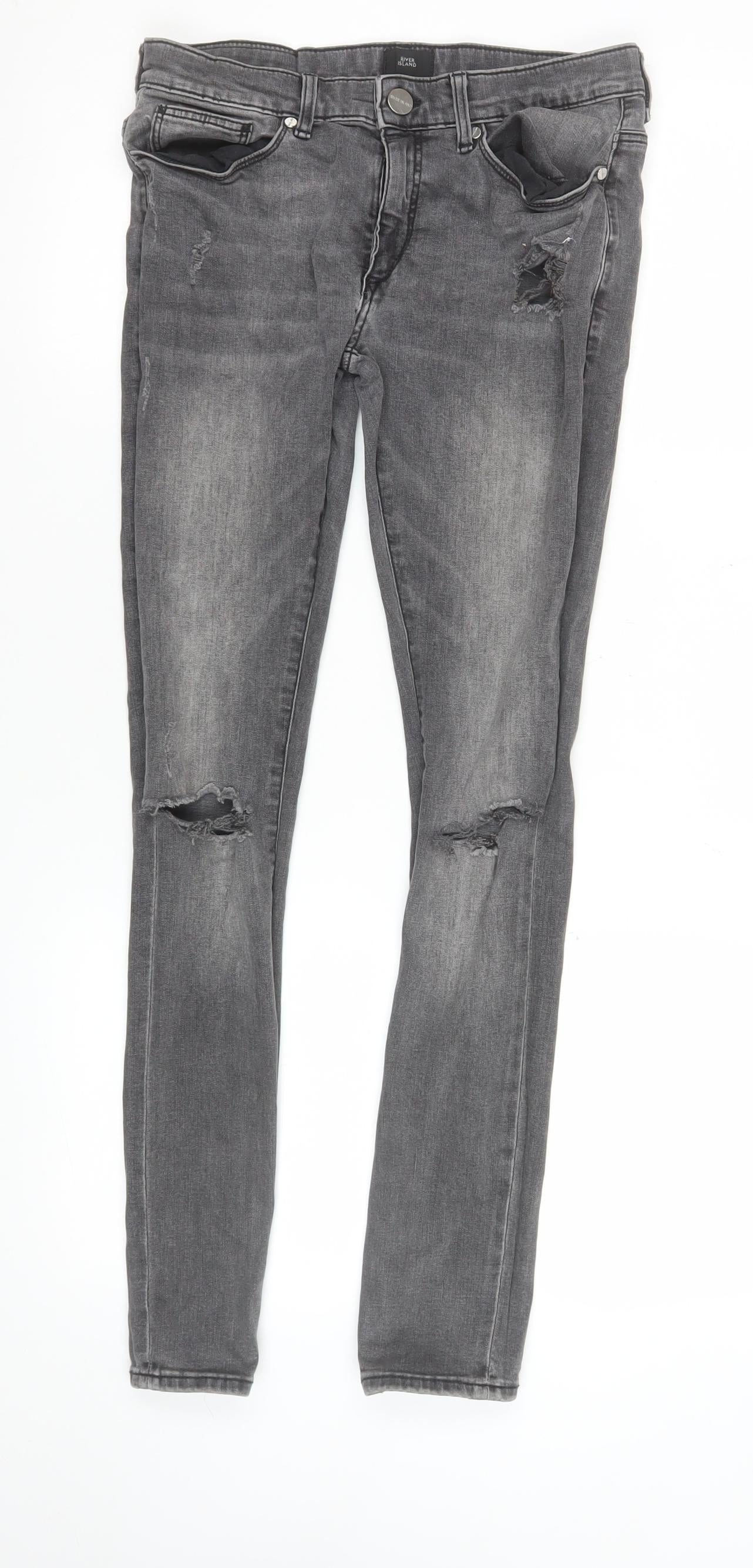 Womens UK Size 28 River Island Slim Fit Skinny Grey Jeans