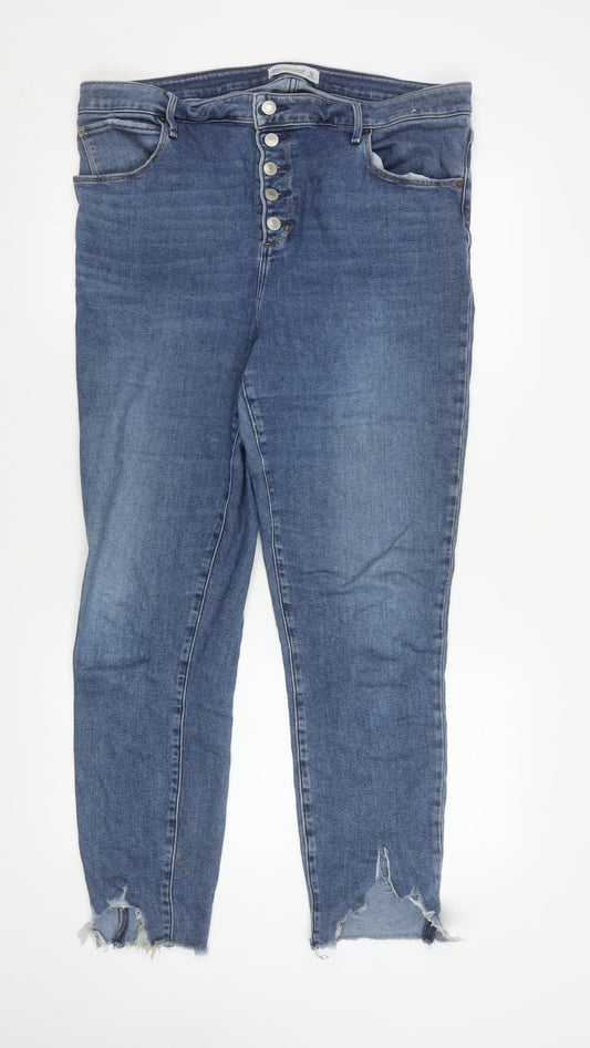 Womens UK Size 16L Abercrombie & Fitch Slim Fit Ankle Blue Jeans
