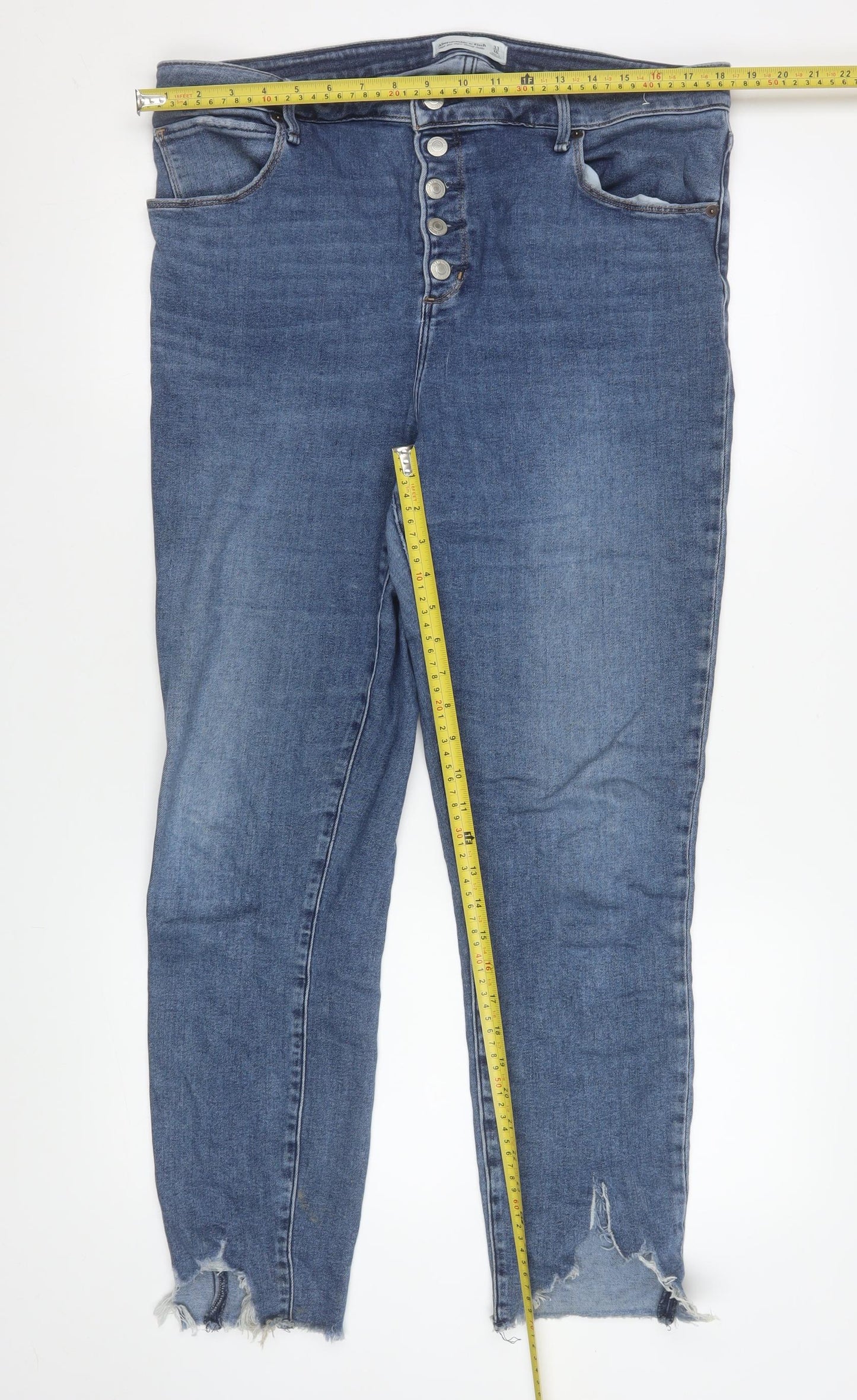 Womens UK Size 16L Abercrombie & Fitch Slim Fit Ankle Blue Jeans