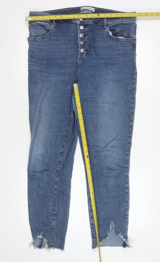Womens UK Size 16L Abercrombie & Fitch Slim Fit Ankle Blue Jeans