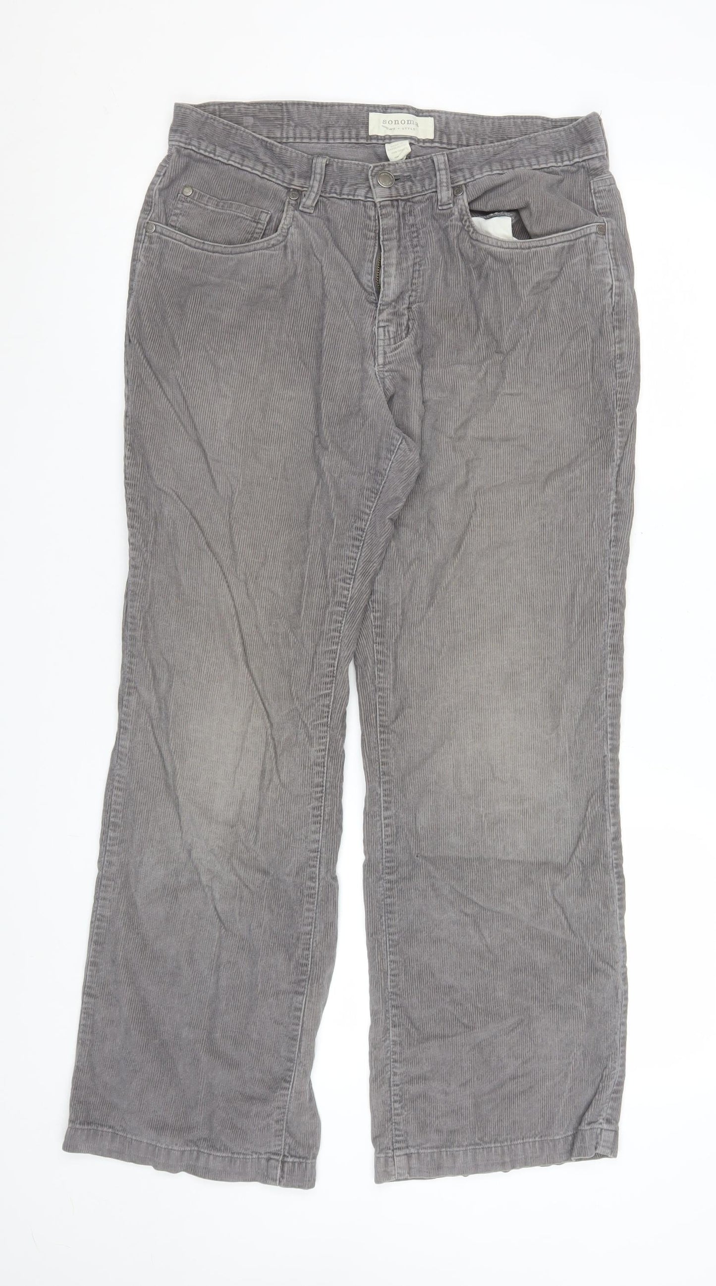 Womens UK Size 32x30 Sonoma Life + Style Regular Fit Chino Grey Trousers