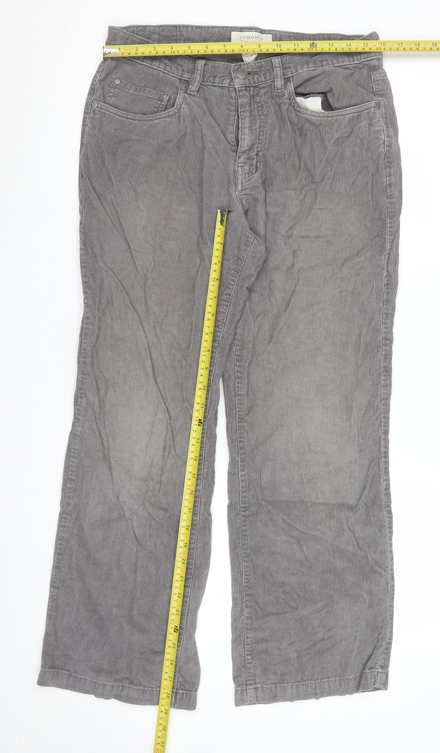 Womens UK Size 32x30 Sonoma Life + Style Regular Fit Chino Grey Trousers