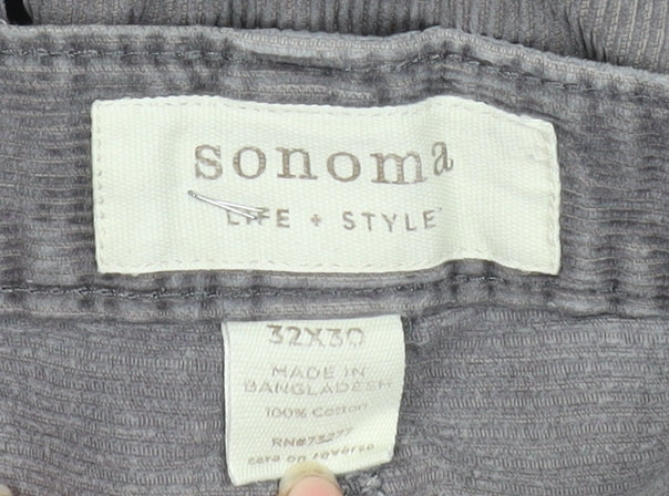 Womens UK Size 32x30 Sonoma Life + Style Regular Fit Chino Grey Trousers