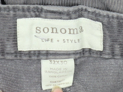 Womens UK Size 32x30 Sonoma Life + Style Regular Fit Chino Grey Trousers