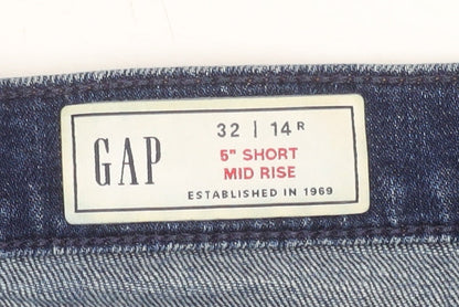 GAP Women’s Blue Denim Mid Rise Cut-Off Shorts Size 14 Regular