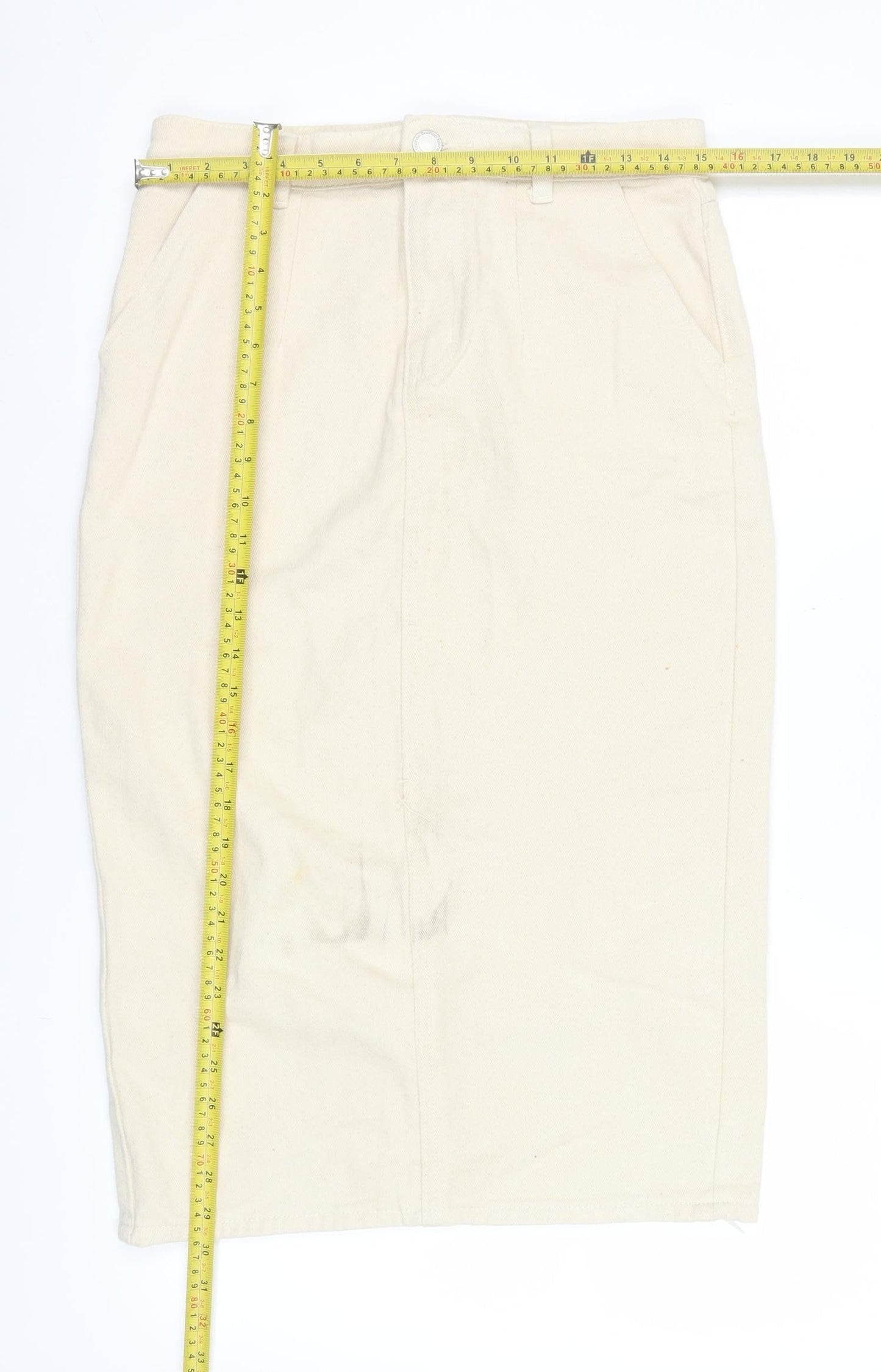 Womens UK Size 10 Boohoo Blue Straight & Pencil Twill Skirt