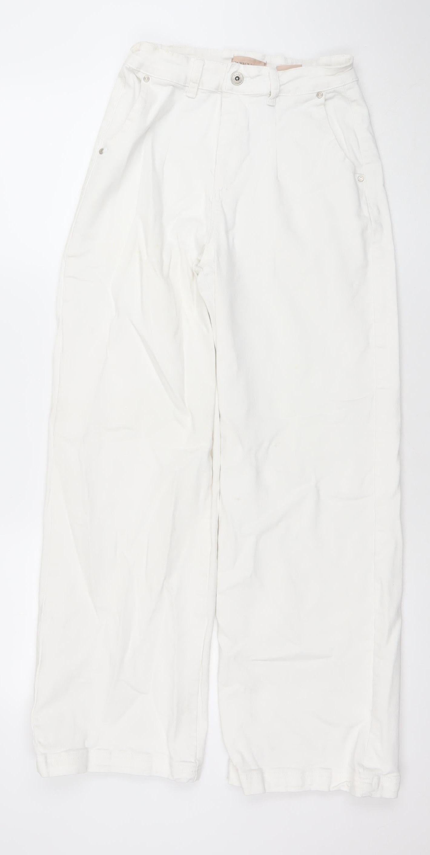 Womens UK Size 9 Zara Regular Fit Straight White Jeans
