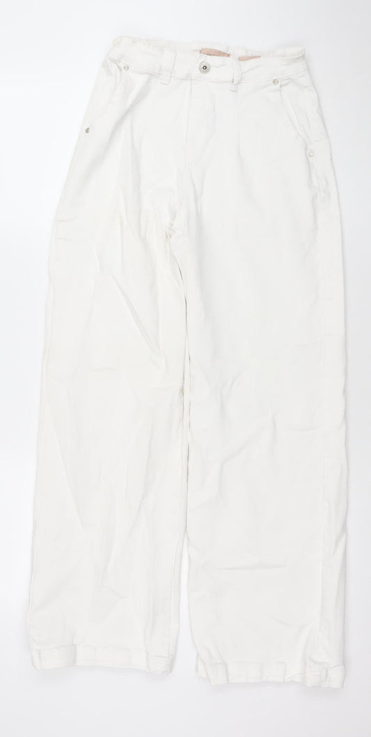 Womens UK Size 9 Zara Regular Fit Straight White Jeans