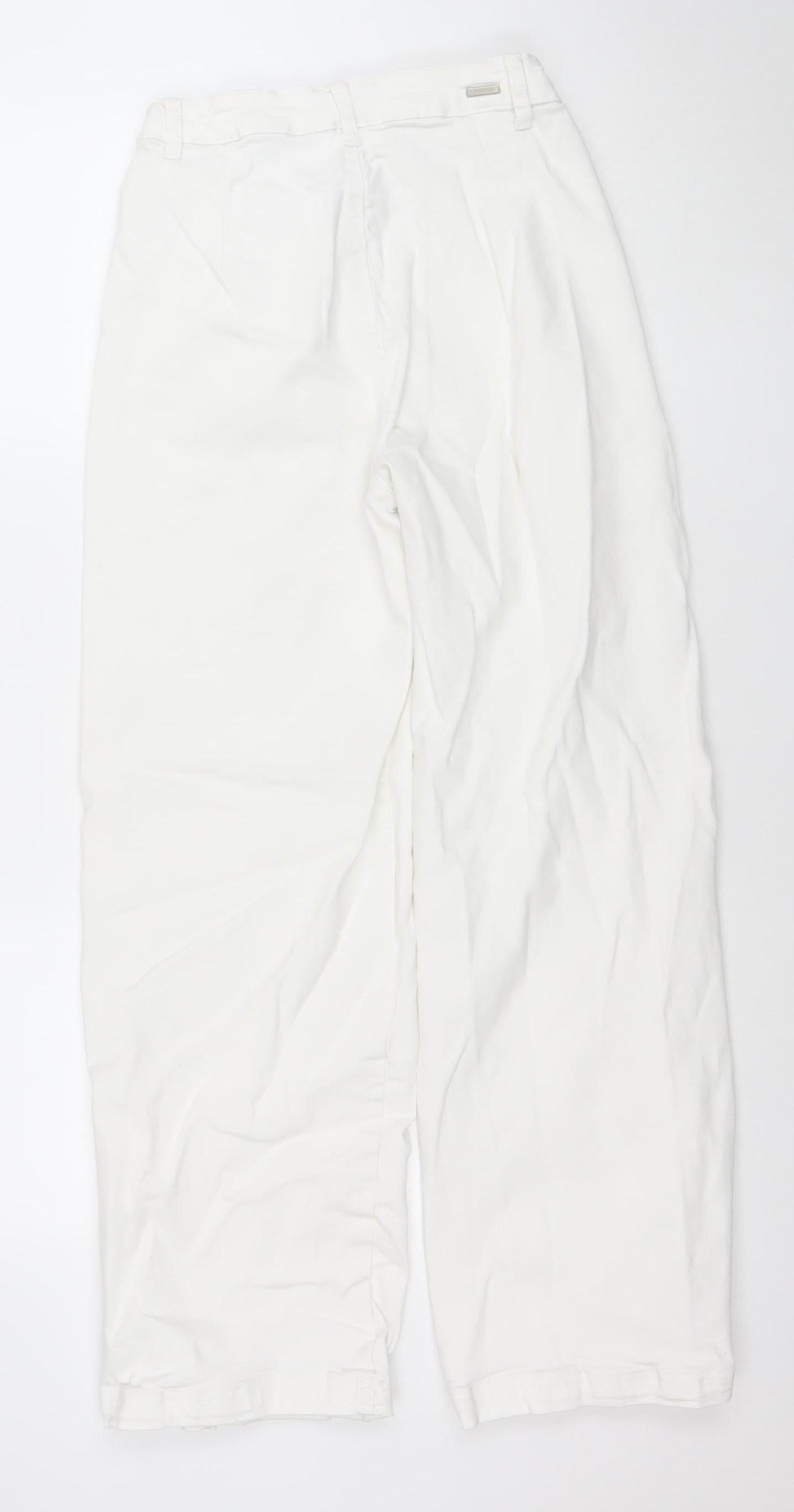 Womens UK Size 9 Zara Regular Fit Straight White Jeans