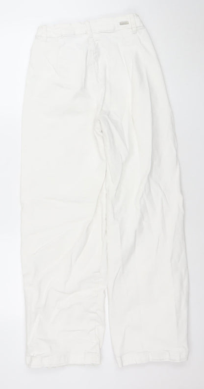 Womens UK Size 9 Zara Regular Fit Straight White Jeans