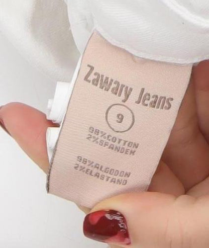 Womens UK Size 9 Zara Regular Fit Straight White Jeans