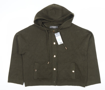 Primark Women Green Hooded Button Cardigan Small Casual Knit