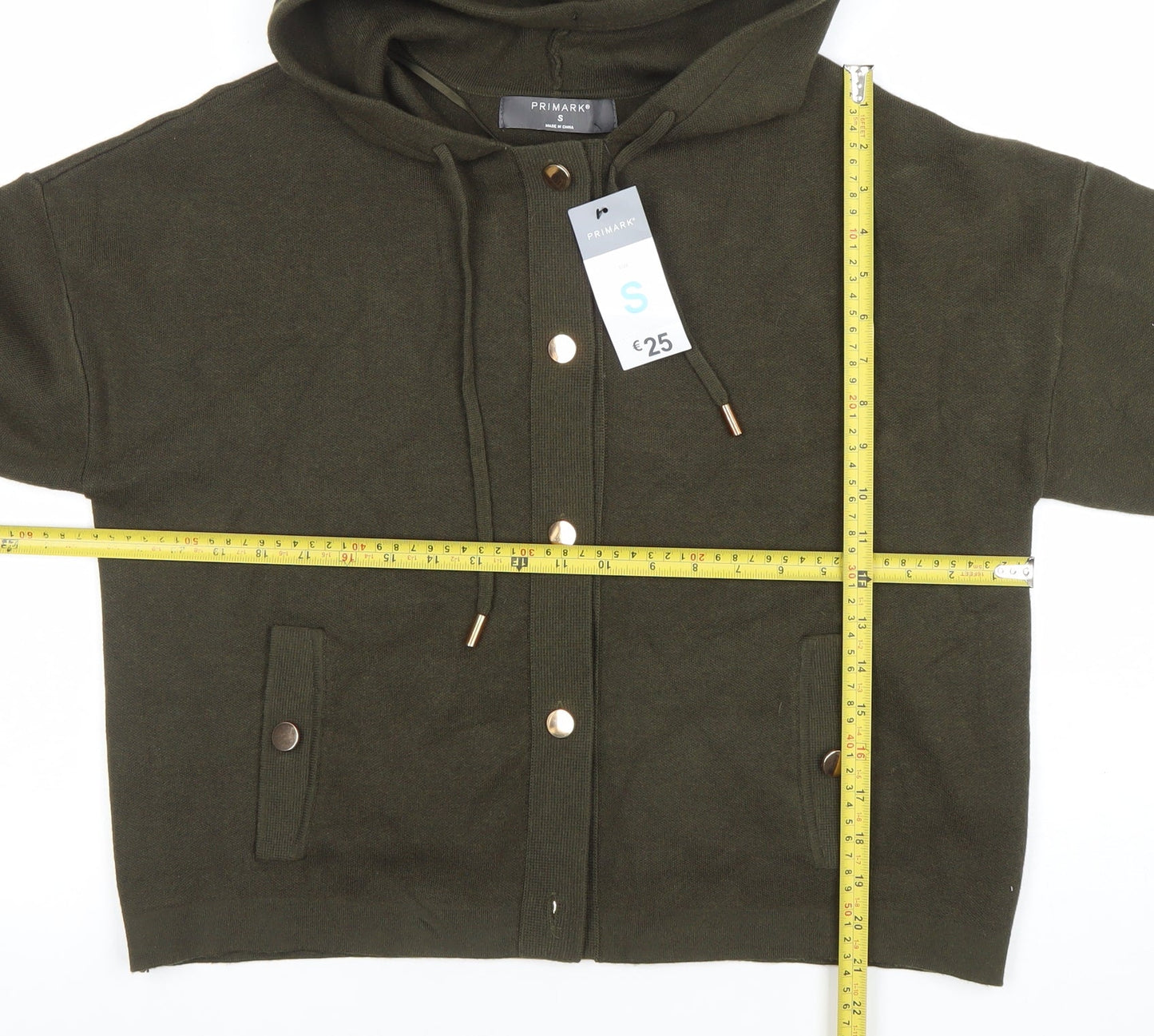 Primark Women Green Hooded Button Cardigan Small Casual Knit