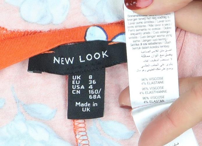 Womens UK Size 8 New Look Orange Basic T-Shirt