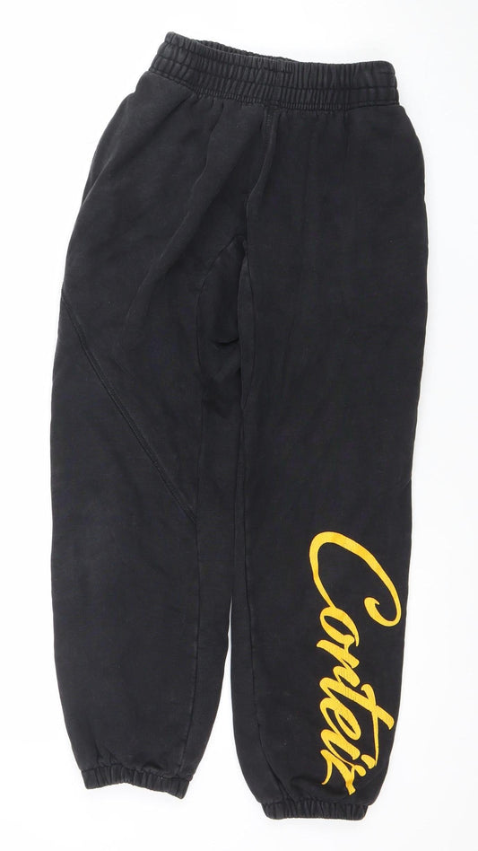Mens UK Size XS Corteiz Relaxed Fit Jogger Black Trousers