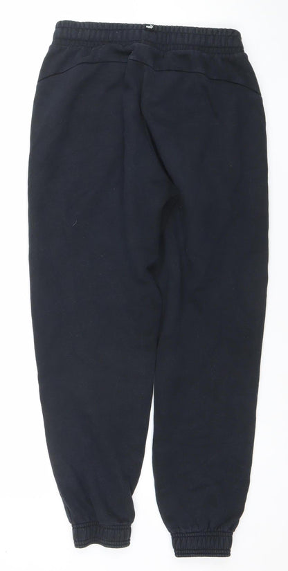 Puma Boys Black Jogger Trousers 13-14 Years Cotton Blend Fleece Sweatpants
