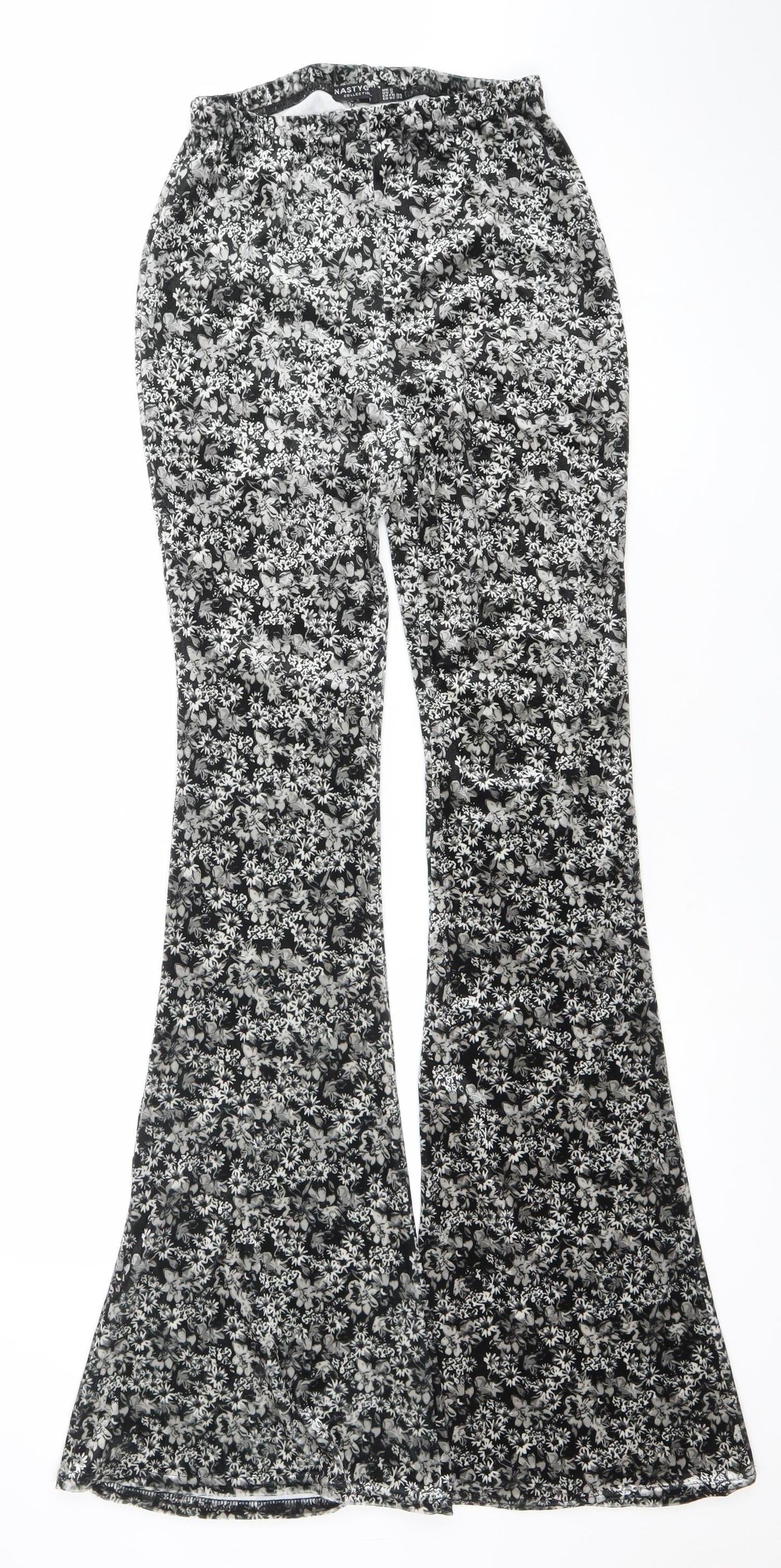 Womens UK Size 6 Nasty Gal Slim Fit Flared Black Trousers