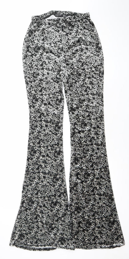Womens UK Size 6 Nasty Gal Slim Fit Flared Black Trousers