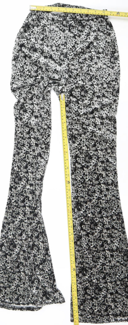 Womens UK Size 6 Nasty Gal Slim Fit Flared Black Trousers