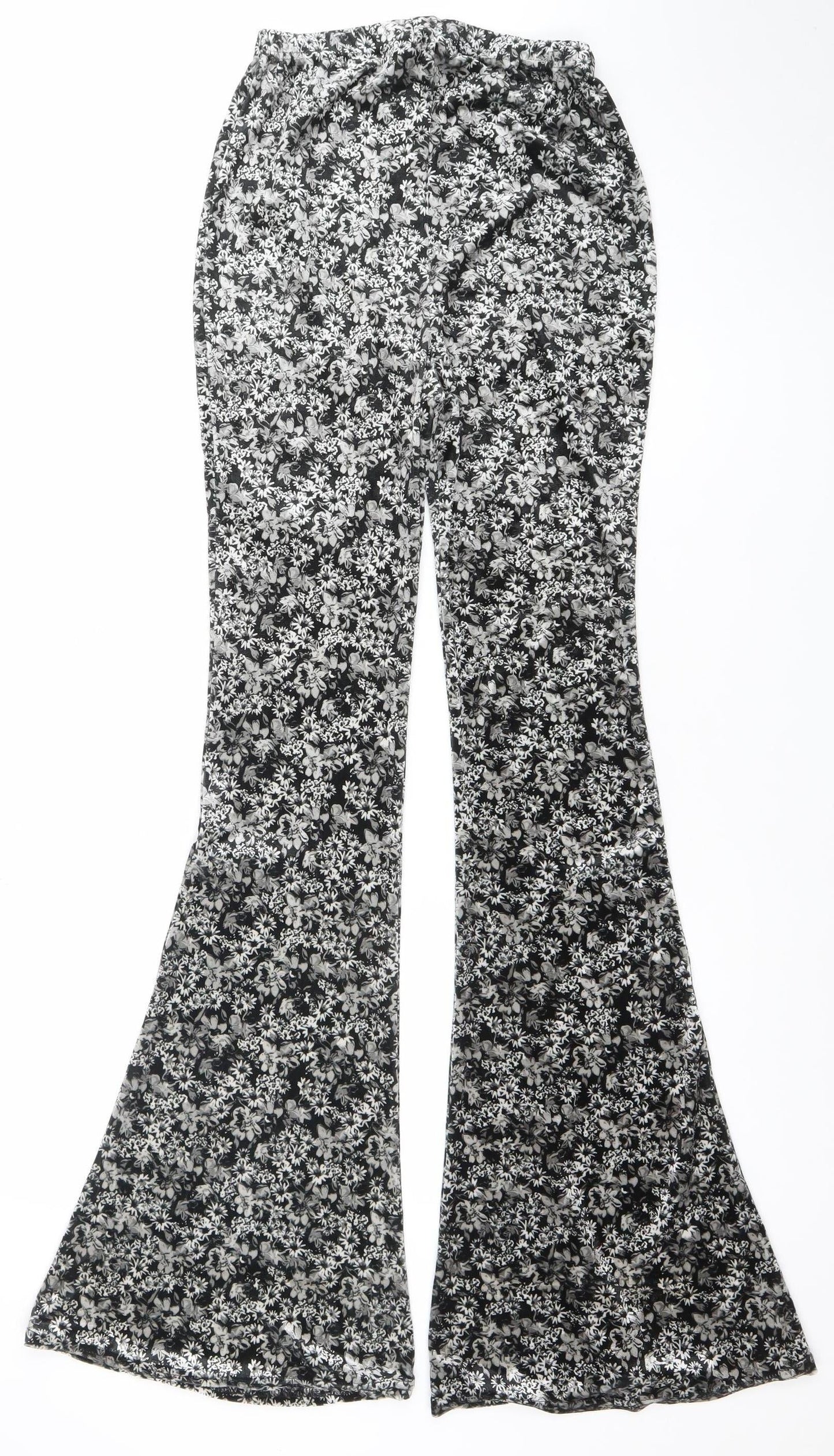 Womens UK Size 6 Nasty Gal Slim Fit Flared Black Trousers